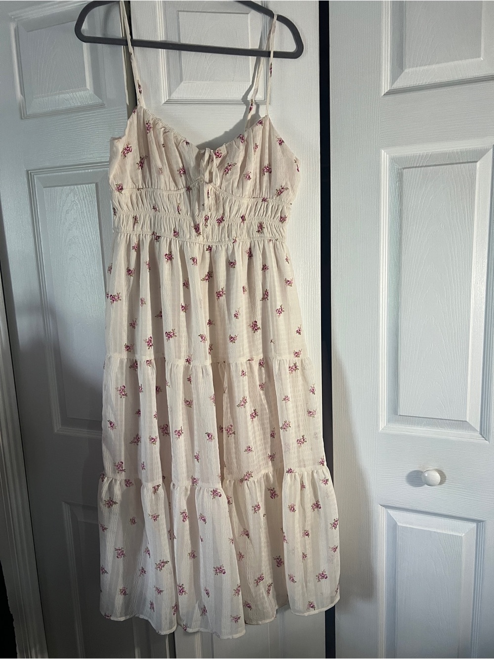 Trixxi Cream Maxi Dress with Pink Floral Print - Picture 1 of 12